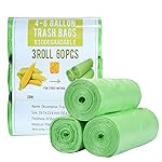 Jaoul Trash Bags 4 Gallon, Small Garbage Bags Strong Tear & Leak Resistant, Unscented Trash Bags for Kitchen, Bathroom, Office, Restroom, Car, Green, 60 Counts