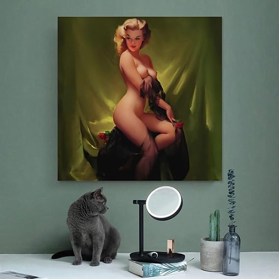 Golden Nude Woman by Gil Elvgren Wall Art Prints posters Room Aesthetic Print Art Wall Painting Canvas Modern Bedroom Decor 24x24inch(60x60cm)