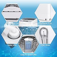 Vista 9 de COSTWAY Lavadora portátil, capacidad de 12 libras, lavadora completamente automática con 10 programas de lavado, pantalla LED, 8 niveles de agua