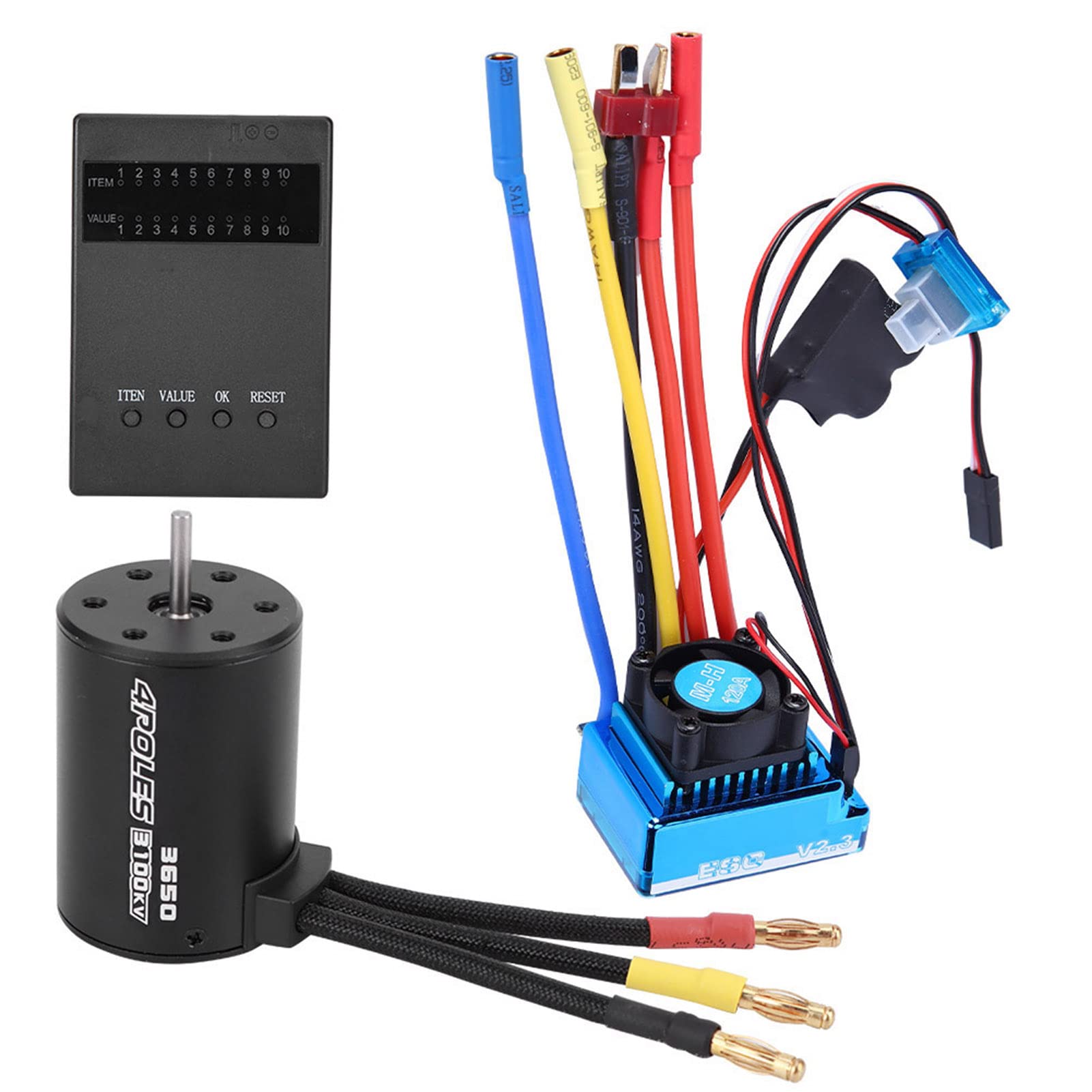 Set di schede di programmazione per ESC e motore brushless 3650 3100KV, ricambio per auto RC 1/10, motore da 900 W e 50.000 giri/min con opzioni di ESC da 45 A, 60 A, 80 A e 120 A (120A)