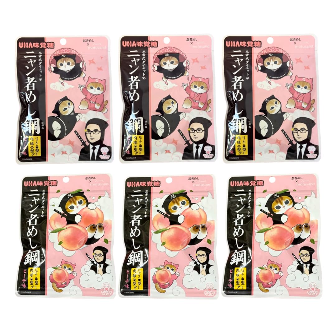Nyan Yamashi Peach Gummy Candy, 6-Pack