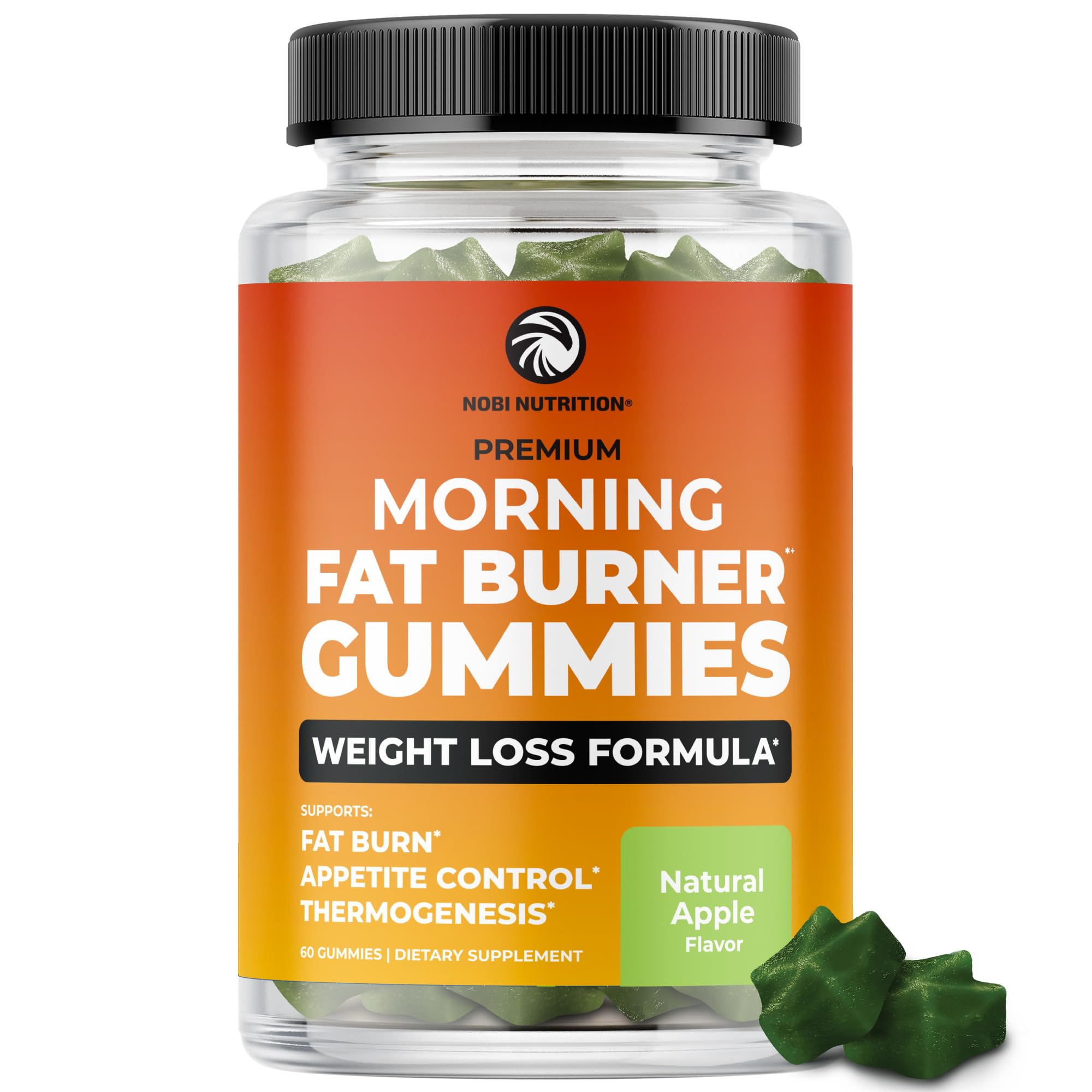 Morning Fat Burner Gummies | Weight Loss for Women & Men | Appetite Suppressant & Metabolism Booster | Thermogenic Belly Fat Burner with Green Tea, Garcinia, Green Coffee Bean & More | 60 Gummies