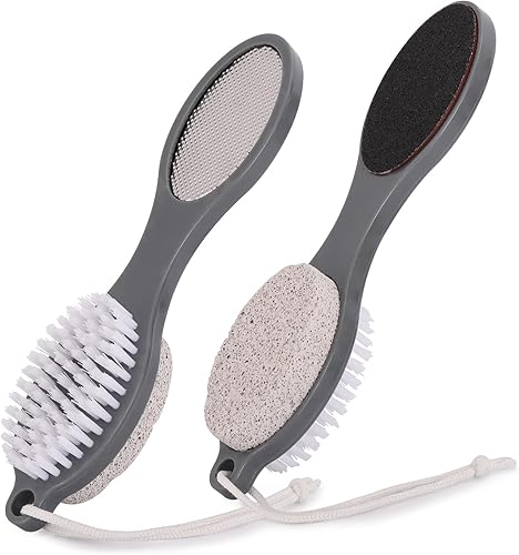 Removedor de piel muerta 4 en 1 para pies, incluye limas de pies, raspador de talón, cepillo de pies y piedra pómez, herramientas de pedicura