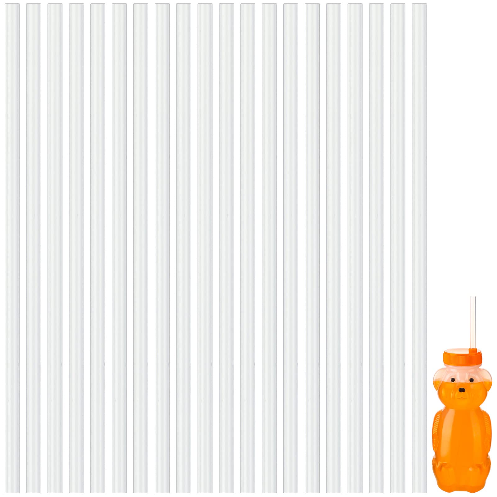 Eaasty 20 Pcs Honey Bear Sippy Cup Replacement Straws 8 Inch Long Silicone Reusable Clear Flexible Plastic Straws for Therapy Bottles Daily Drinking