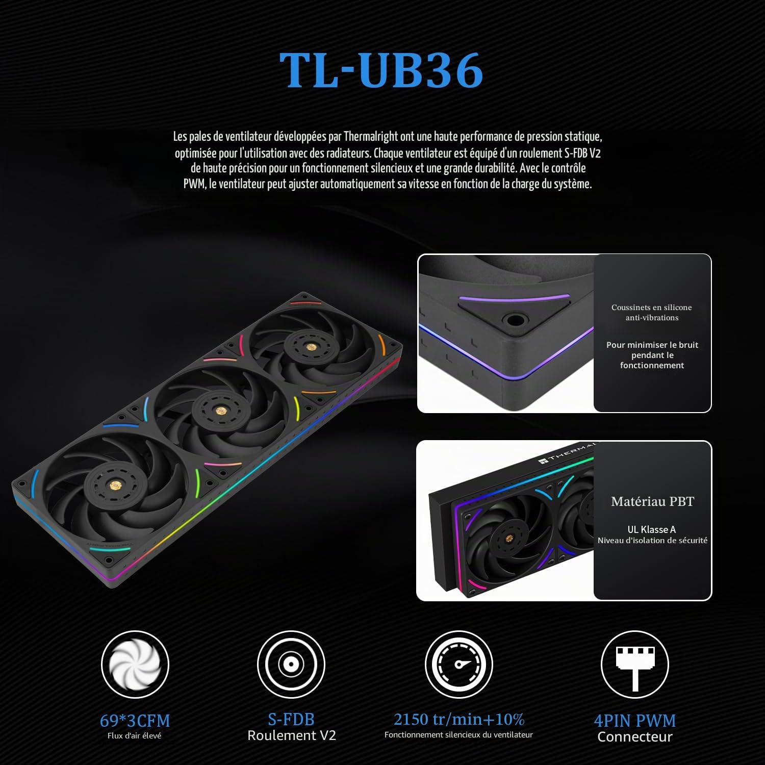 Thermalright TR Mjolnir Vision 360 UB PRO ARGB Refroidisseur de processeur,noir,système de refroidissement à eau 360 avec ventilateur en ligne,écran LCD 3,5" avec résolution 640x480 pour AM4/AM5