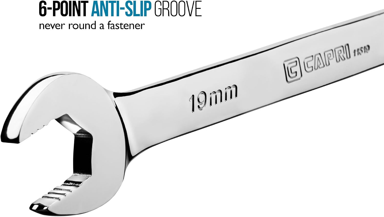 Capri Tools CP11511 11 mm Ratcheting Combination Wrench, True 100-Tooth, 3.6-Degree Swing Arc