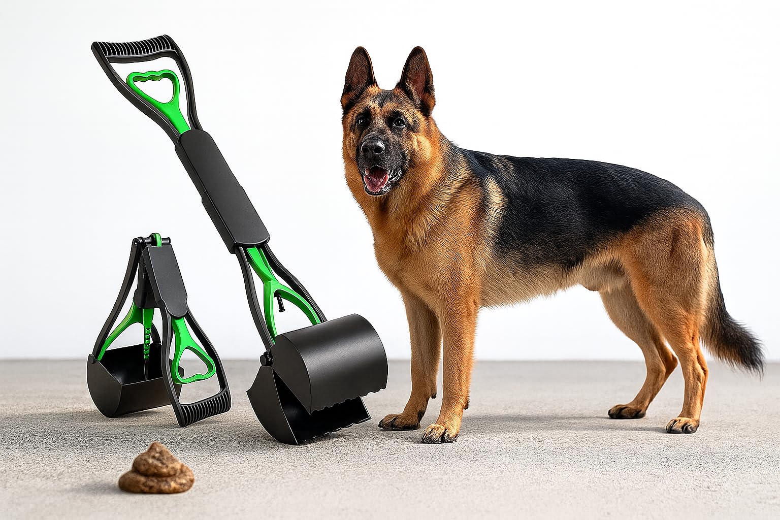 SuperGift.com Pet Waste Picker, Foldable Dog Poop Scooper For Grass With A Long Handle, Portable Pet Pooper Scooper For Dogs And Cats (Green)