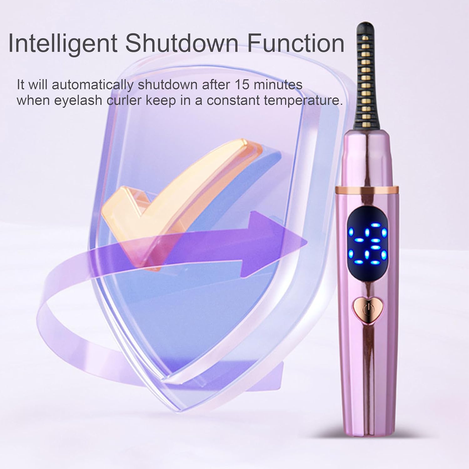 Cordless Electric Heated Makeup Eyelash Curler,Travel Portable Eye Lash Curler with Comb and Pen Brush, Pure Copper Fast Heating Head Lash Lift,On The Go 24 Hour Long Lasting Eyelash Curler,Rose Pink