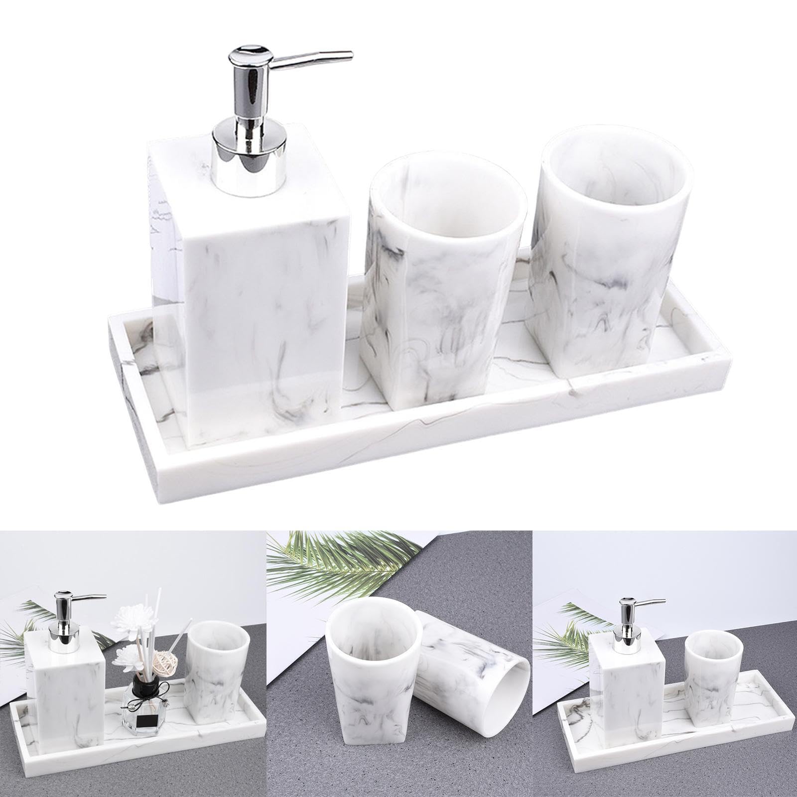 Elegante set di accessori e decorazioni per il bagno, portaspazzolini con superficie liscia effetto marmo e funzioni multifunzionali, portaspazzolini,