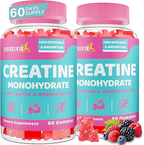 Creatina para mujeres, 120 unidades de gomitas de monohidrato de creatina, sin hinchazón, suplemento masticable de creatina antes y después del