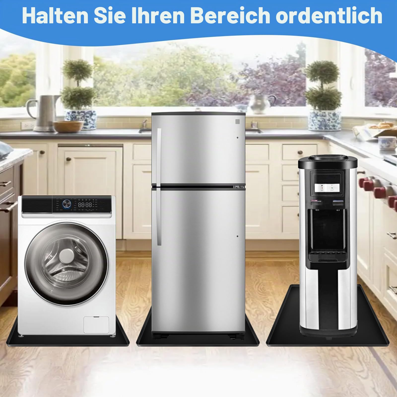 Befun Mini-Kühlschrank-Silikonmatte, 50 x 50 cm, Bodenschutz mit 1,5 cm erhöhten Kanten, Wiederverwendbare Abtropfschale für Waschmaschine und Gefrierschrank, Trockner-Tropfpfanne, Weinschrank