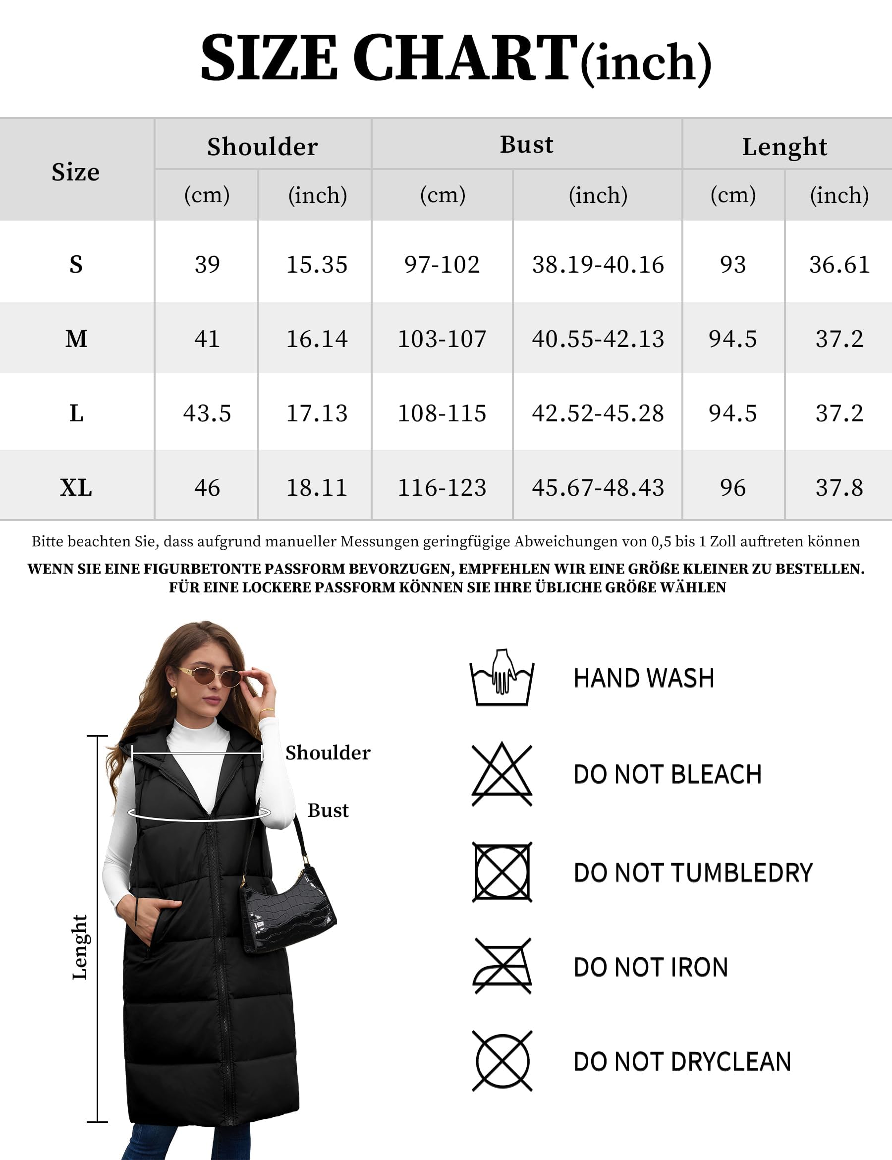 Fengbay Chaleco Largo Acolchado para Mujer, Chaleco Sin Mangas con Capucha Ajustable, Relleno de Plumón Ligero, Abrigo Invierno con Bolsillos, Cálido y Elegante para Calle, Viaje y Exterior