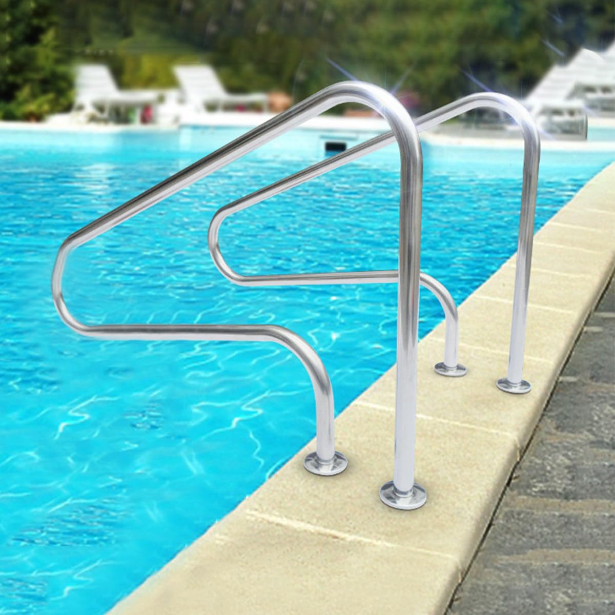 Barandilla de Piscina, pasamanos, pasamanos Alto para Piscinas, barandilla de Escalera para Piscinas enterradas, barandilla de Acceso, asa para Escalera de Piscina, Acero Inoxidable 304, 1 m