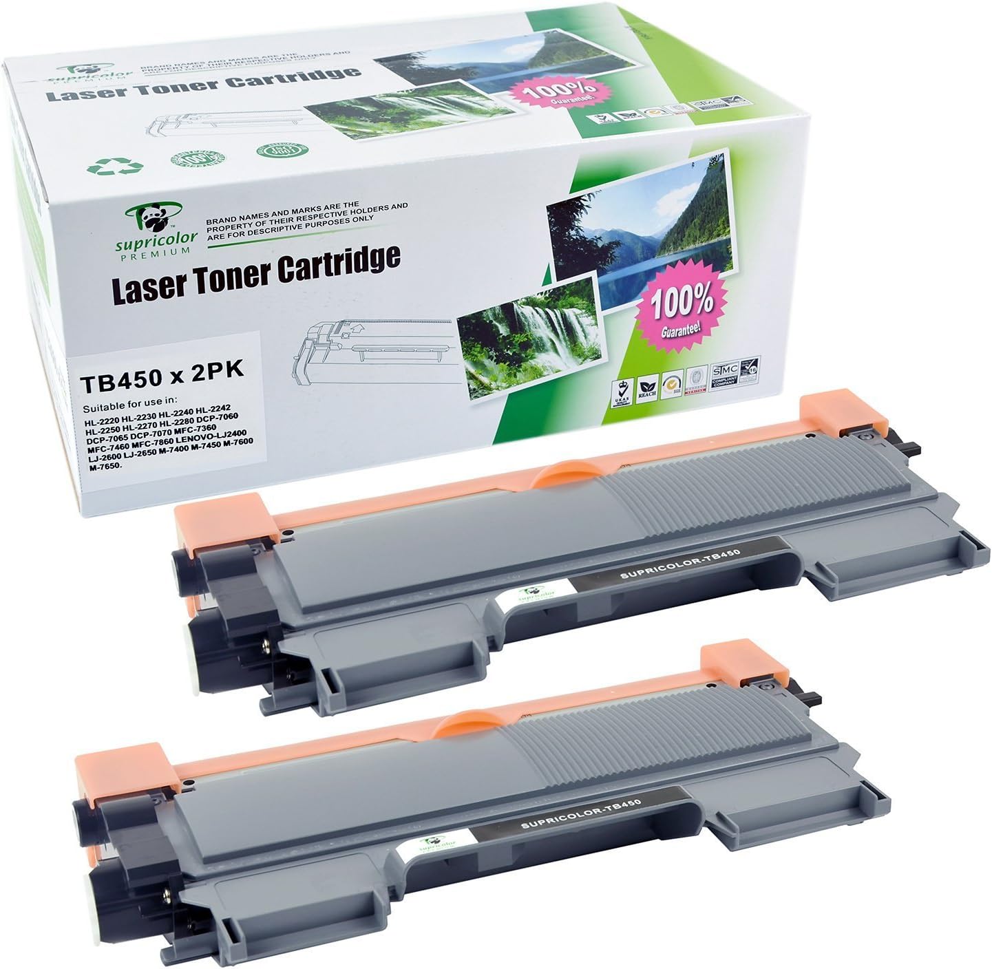 Replacement Brother TN450 TN420 Toner, TN 450 Toner Cartridges Compatible for Brother HL-2270DW HL-2280DW HL-2230 HL-2240 MFC-7360N MFC-7860DW DCP-7065DN Intellifax 2840 2940(2 Black)
