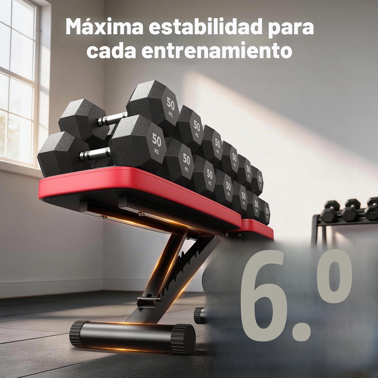 Nicepeople - Banco de pesas ajustable para gimnasio en casa, banco de entrenamiento con capacidad de 300 kg y 8 respaldos para pecho, hombros y brazos, banco de fuerza compacto y plegable para