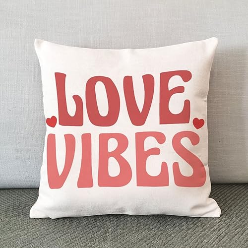 Miniatura 4 de Love Vibes - Funda de almohada romántica rosa para el día de San Valentín boda compromiso aniversario funda de cojín cuadrada decoración del hogar