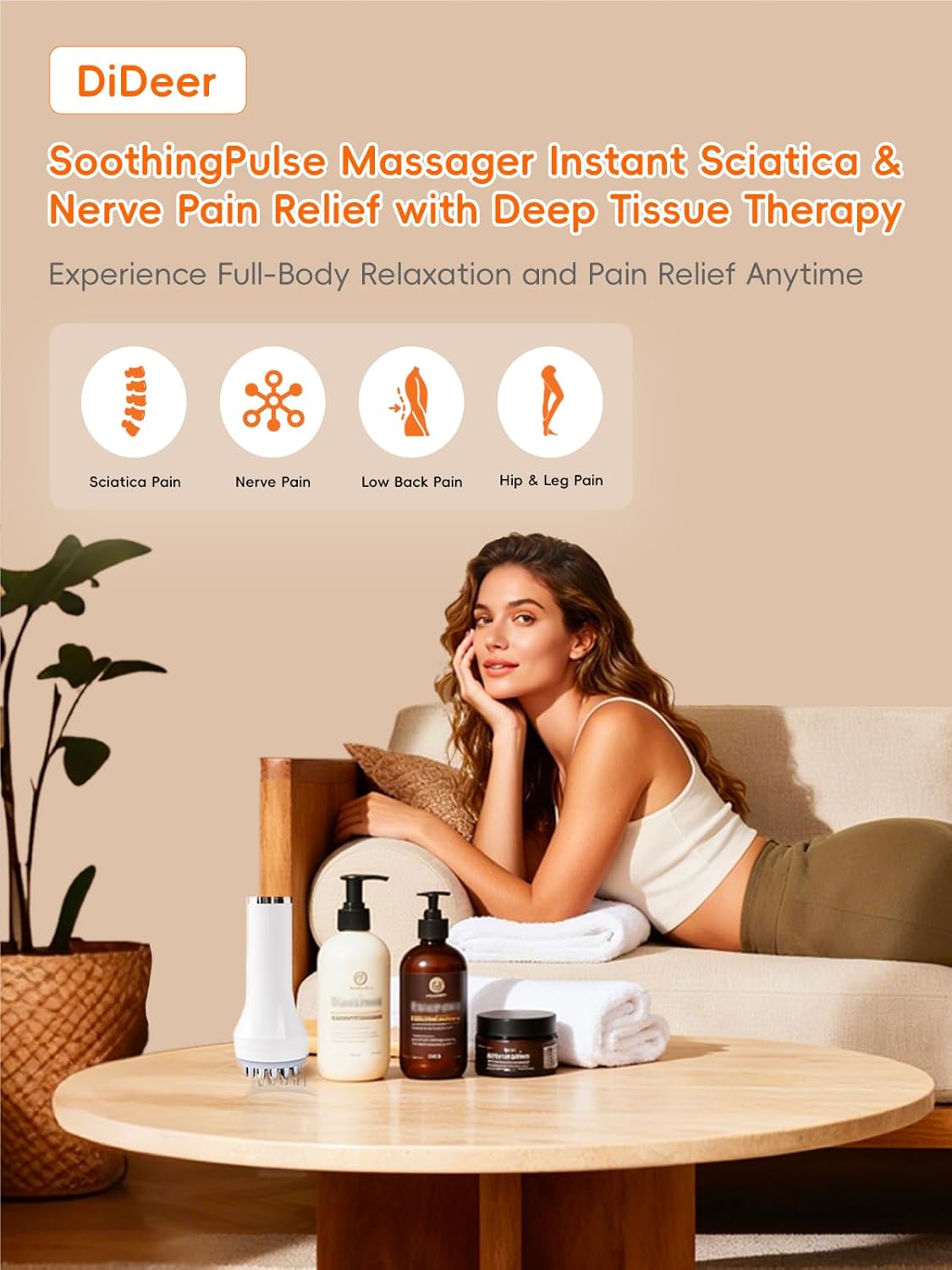 DiDEER Sciatica Pain Relief Devices, Deep Tissue Massager with Multi-Mode Technology,Heat & Light, Targeted Relief for Sciatic Nerve & Lower Back Pain - Image 2