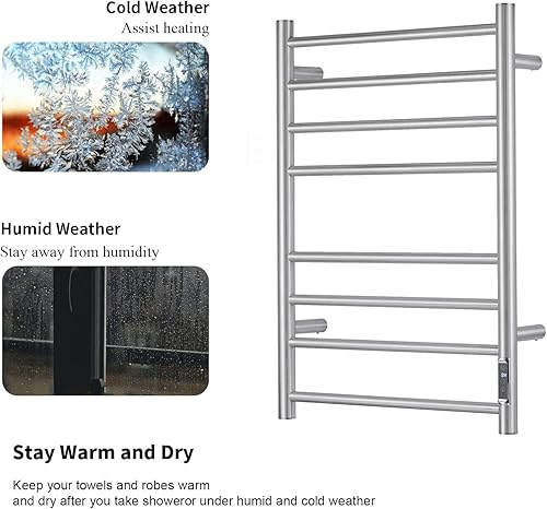 Miniatura 4 de Calentador de toallas con temporizador integrado ETW44-2S para baño, calentador de toallas de baño montado en la pared, calentador de toallas