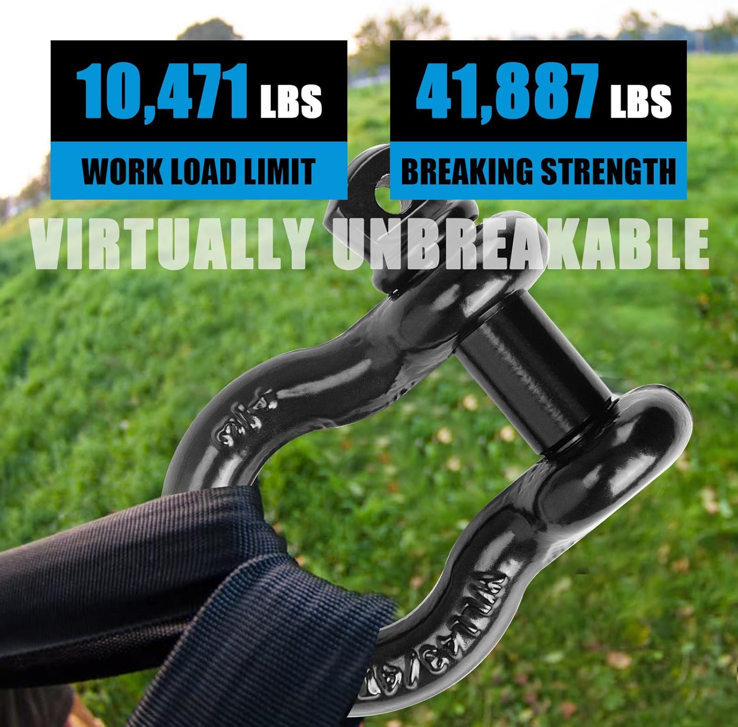3/4" D Ring Shackles,7/8" Removable Screw Pin,WLL:4.75 ton(10471Lbs),Use with Leash,Winch,for Vehicle Recovery and Towing in Trucks,Jeeps,4Pack, Black( 4 Pack)