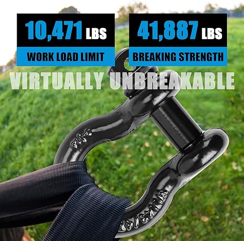 Miniatura 3 de Grilletes de anillo en D de 34 pulgadas, pasador de tornillo extraíble de 78 pulgadas, WLL 4.75 toneladas (10471 libras), uso con correa,