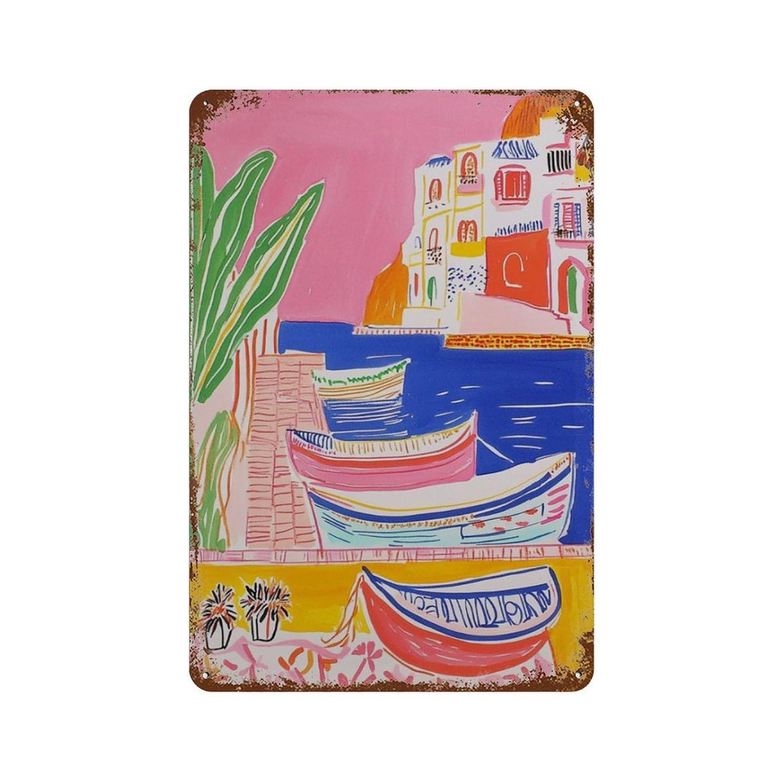 xiaoxiaoshen Marrakech Moroccan Interior Colourful Arch Boho Travel Work Wall Decor Art Metal Tin Poster Modern Home Decor Art Home Bar Shop Decorations Vintage Sign 30x20cm