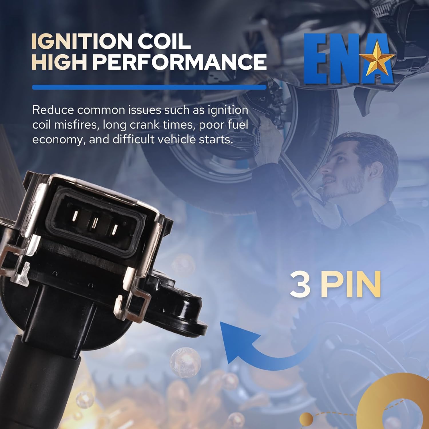 ENA Set of 6 Ignition Coil Pack Compatible with Audi A4 A6 Quattro A8 S4 Golf Passat Replacement for UF290 UF369 C1169