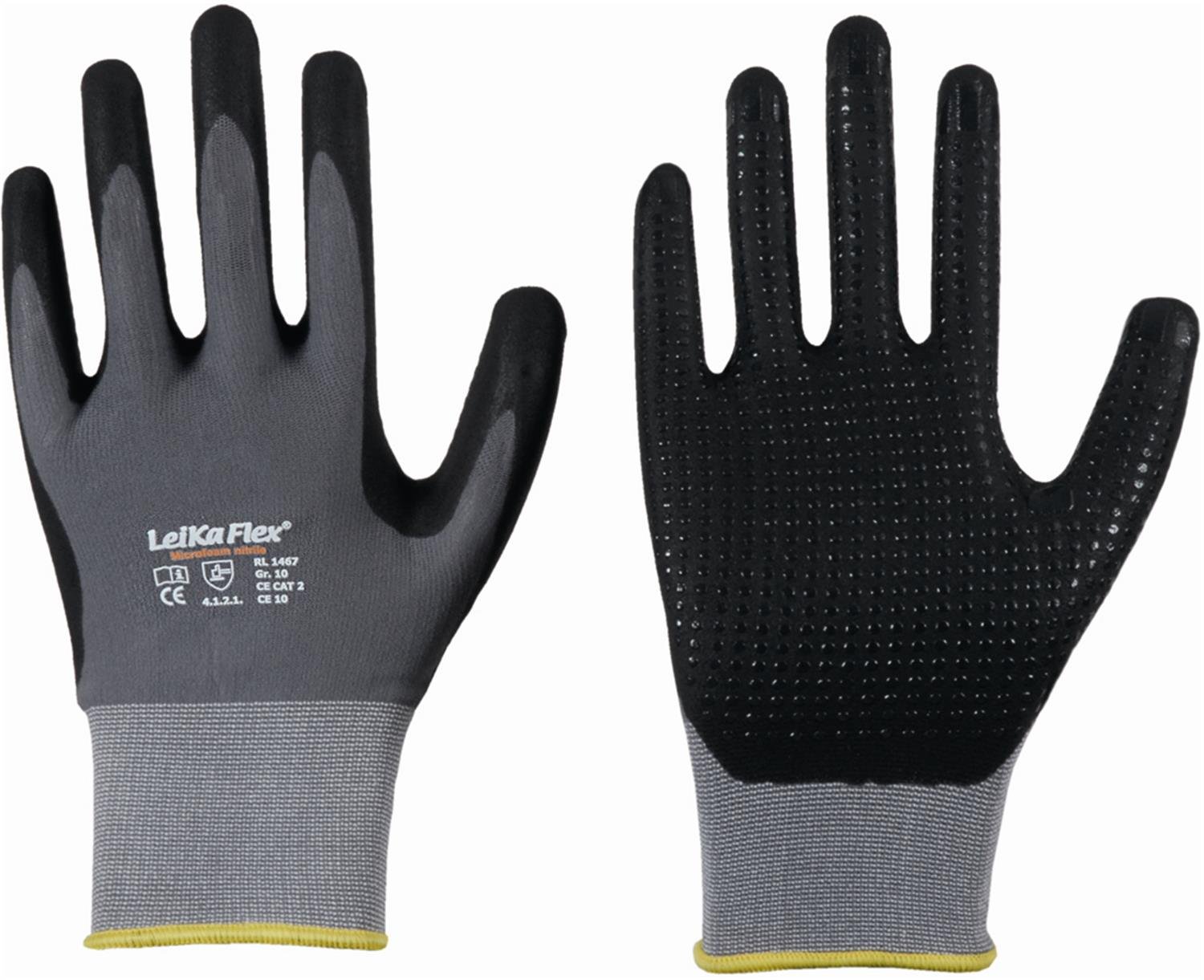 LeiKaFlex 6 x Nylon-Strick-Handschuh EN388 CE Cat 2 benoppt Größe 9 bei Günstiger Preis