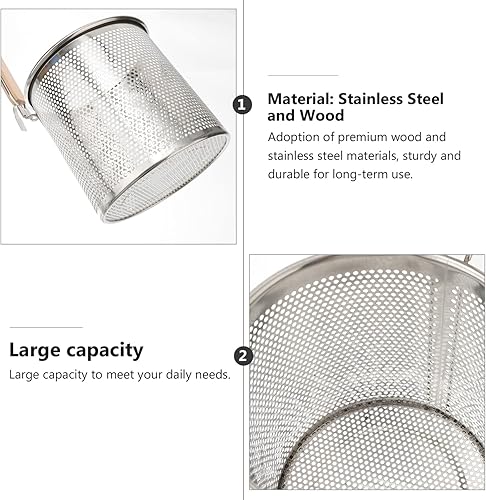 Miniatura 5 de Cabilock Cesta profunda Colador de pasta Mango largo Fácil Transferencia Hogar Hotel Cocina Utensilio Estilo Aleatorio