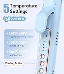 Farery Chill Set Soft-Air Curling Iron: Flux d'air doux pour un styling rapide & Courroies à long terme, Verrouiller dans le style avec refroidissement Air Évents, 2-in-1 Redresseur de cheveux & Curler avec baril long amélioré, bleu