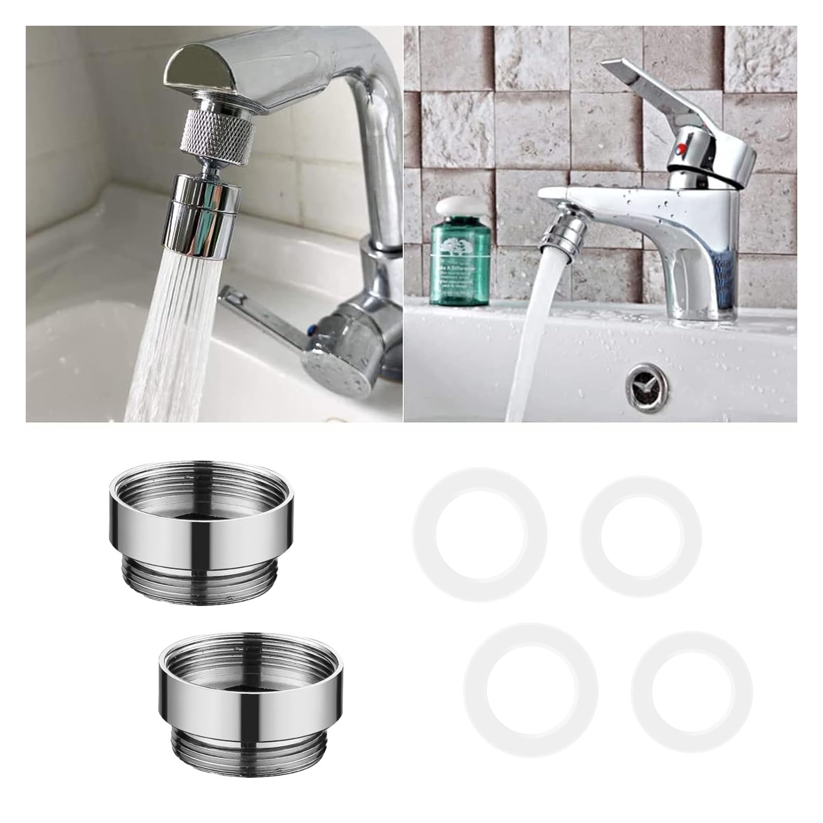 Schläfer 614110 | Adapter waterkraan keuken, badkamer en tuin, straalregelaar kraan, schroefdraad M22 x 1 binnen x 1/2 buiten, compatibel met Neoperl verloopstuk