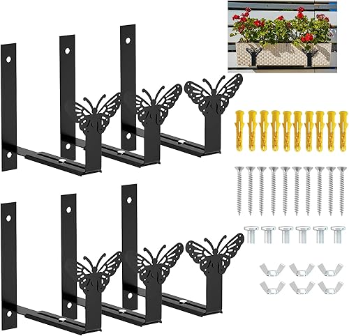 MIXXIDEA Soportes para jardineras colgantes de acero negro, soporte de pared resistente, soportes universales para ventana para balcón, patio,