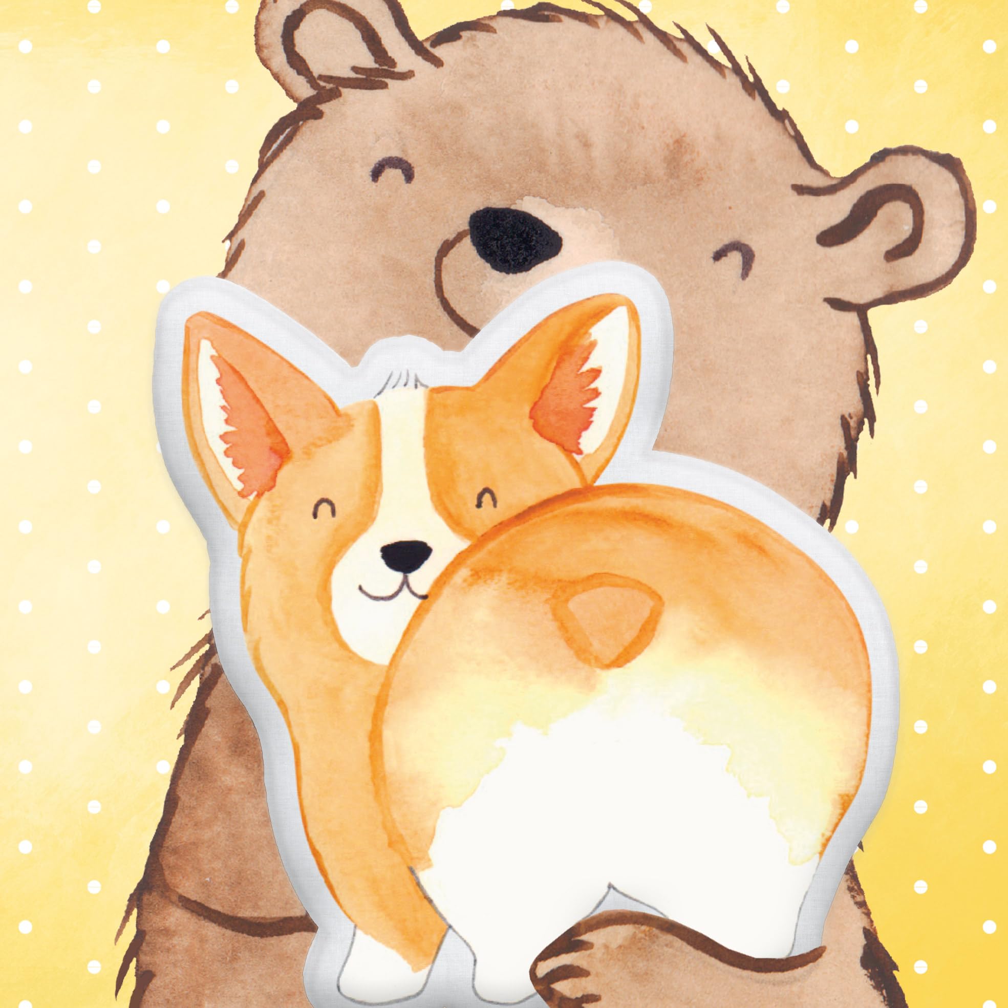 Mr. & Mrs. Panda Personalisiertes Kissen Kuscheltier Corgi Po 25 cm - Personalisierte Geschenke, Kuschelkissen Mit Wunschtext, Positiv, Sprüche, Selbstliebe, Weiches Namen, Spruch, Für Mädchen, Gravur