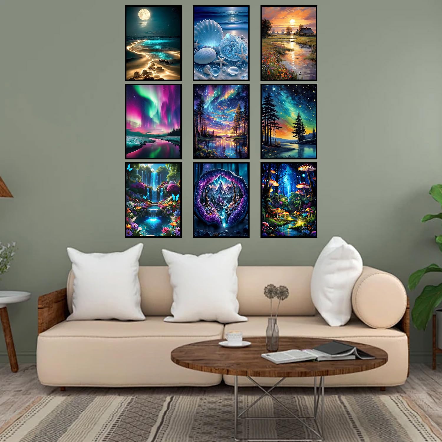 Kits de pintura de diamantes cuadrados, paquete de 9 piezas de arte de