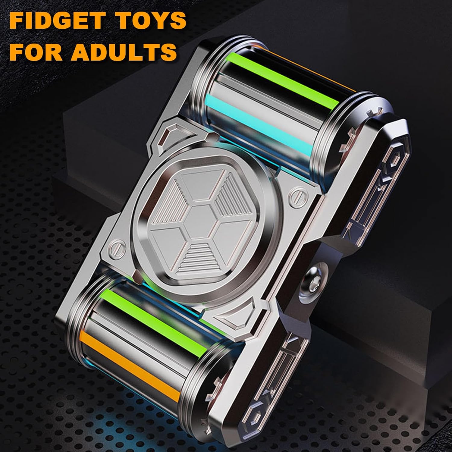 Tank Fidget Spinner, Glow in The Dark Metal Fidget Spinners for Adults, EDC Fidget Toys Home Office Executive Desk Toys, Ideal Gift for ADHD/ADD/Autism (Black)