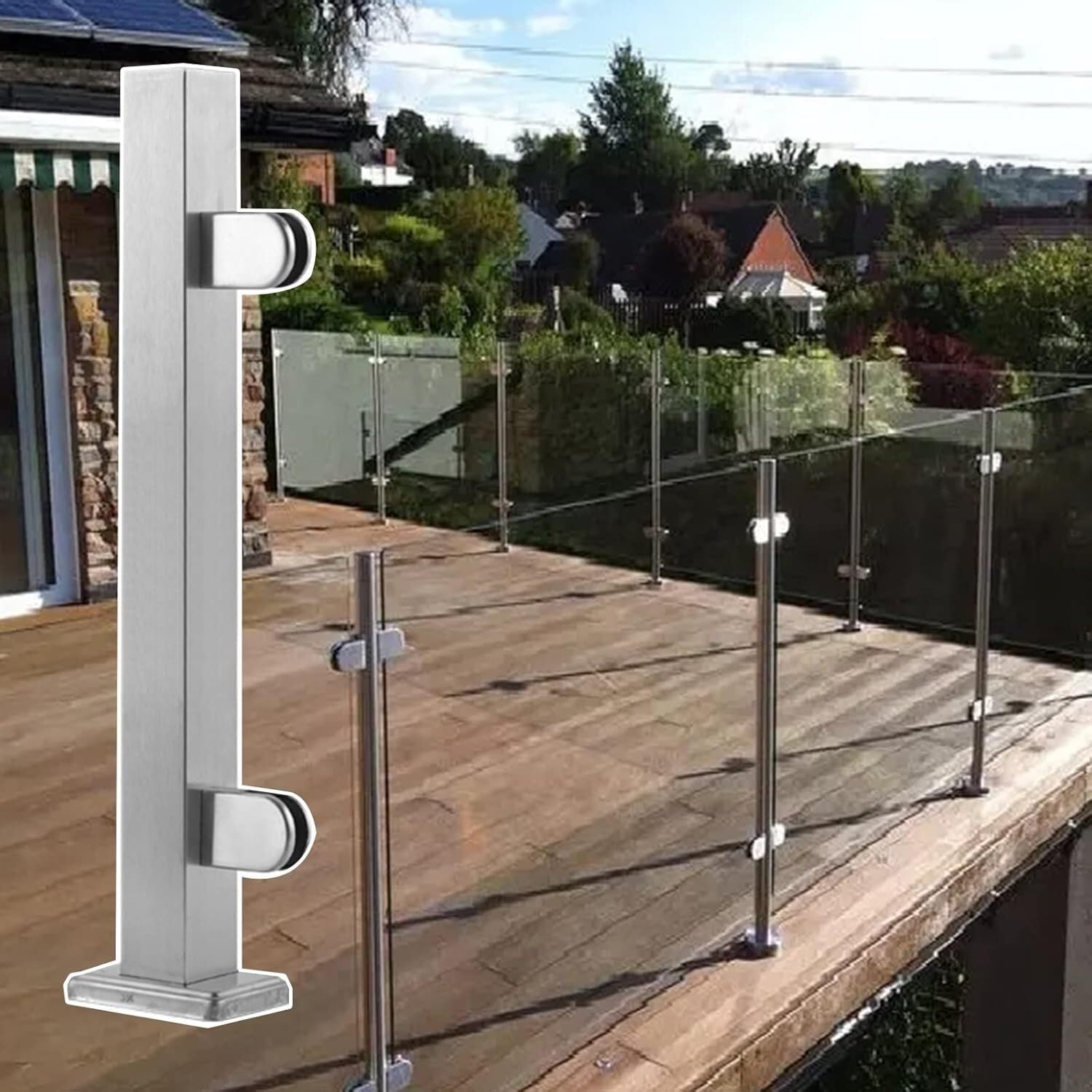 Paletto quadrato in acciaio inossidabile per ponti, balconi e scale, 85 cm, supporto per terrazza e ringhiera, per spazi esterni, resistente alle intemperie ed elegante