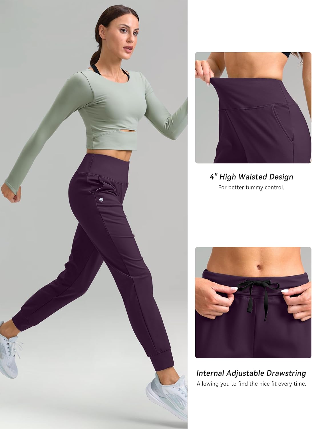 G Gradual Women's Fleece Lined Joggers High Waisted Water Resistant Thermal Hiking Pants Cold Weather Sweatpants with Pockets - Image 6