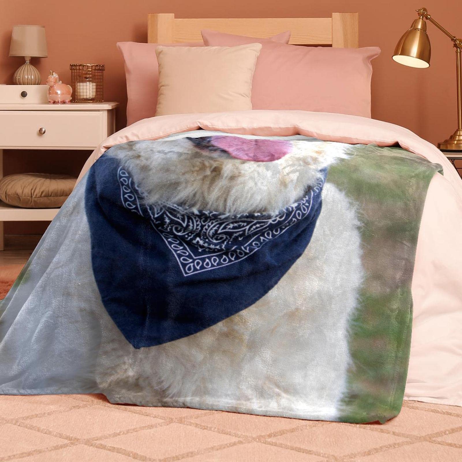 TBOUOBT Couverture Polaire de literie, décorative pour Le Sol du canapé de la Chambre,Golden Retriever Animal Chien Pet
