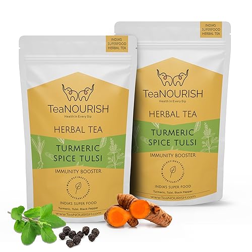 Vista 8 de TeaNOURISH Té de hierbas Tulsi de menta y cúrcuma Superalimentos indios Mezcla de cúrcuma, tulsi y menta Apoyo inmunológico Ingredientes