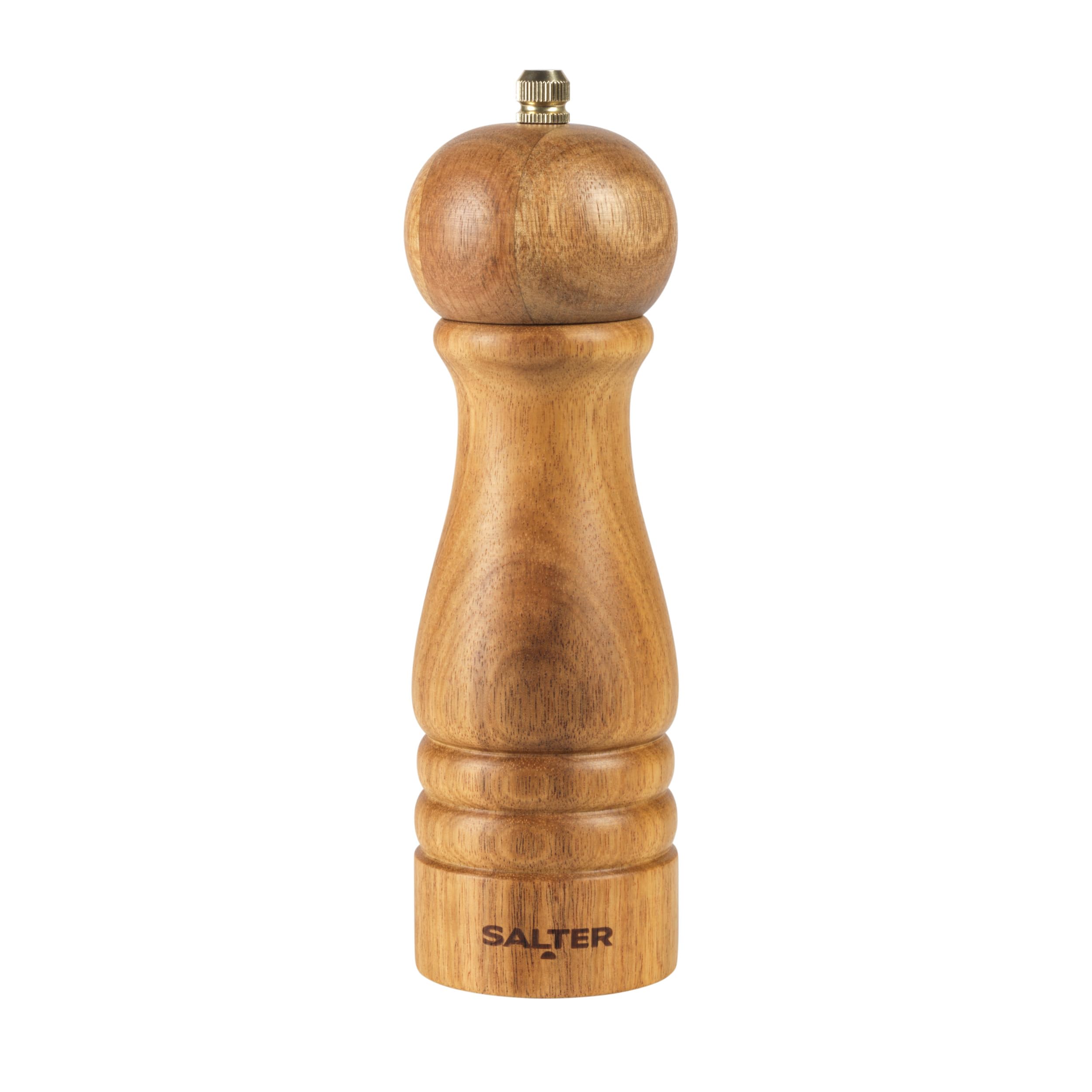 Salter Brown Olea Salt & Pepper Grinder – Single Fsc®-Certified Wooden Seasoning Mill, Adjustable Grind Coarse To Fine, Ceramic Mechanism, Manual Grinding, Salt Crystals Or Peppercorns,