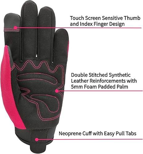 Miniatura 3 de Guantes de trabajo de seguridad para hombres y mujeres, guantes de trabajo utilitarios, guantes de mecánico, guantes de trabajo de patio, ajuste de