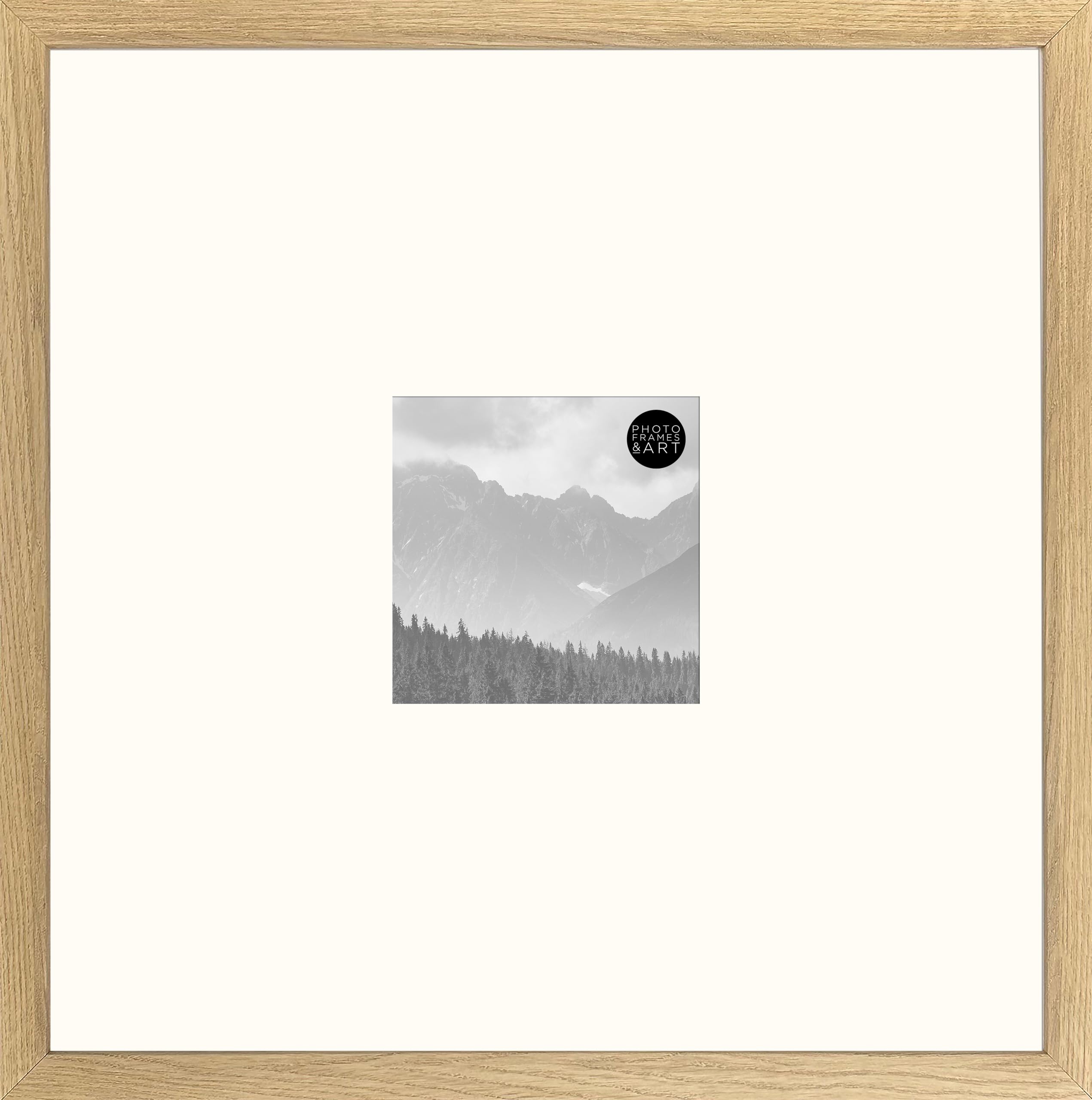 pf+a REAL WOOD Large Square Frame For 5x5 Photo - 16x16 For 5x5 Hartland Oak Effect Picture Frame / 16x16 For 5x5 Frame — image 1