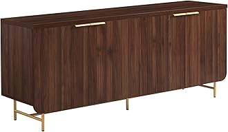 Walker EdisonReema Fluted 4-Door Kitchen Sideboard Buffet Console, 69 Inch, Gold,dark Walnut