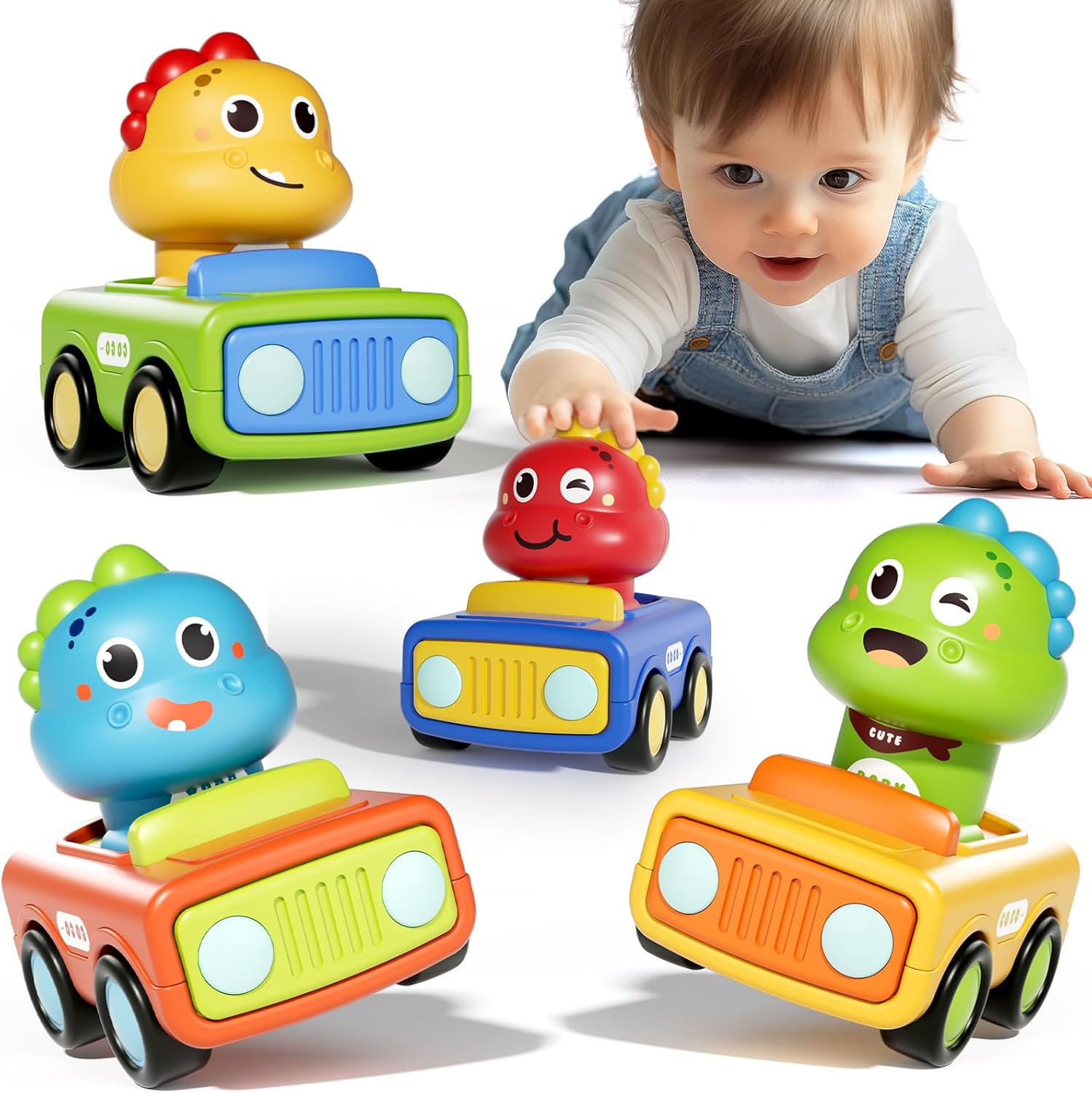 Press and Go Dinosaur Car Toys for 1 Year Old Boy|First Birthday Baby Toys 12-18 Months Toddler Age 1-2| Cars for Toddlers 1-3