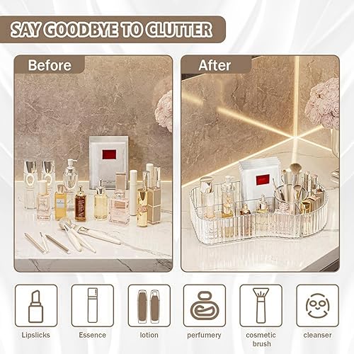 Miniatura 5 de Organizador de maquillaje transparente para tocador, almacenamiento acrílico para el cuidado de la piel y organización de maquillaje para