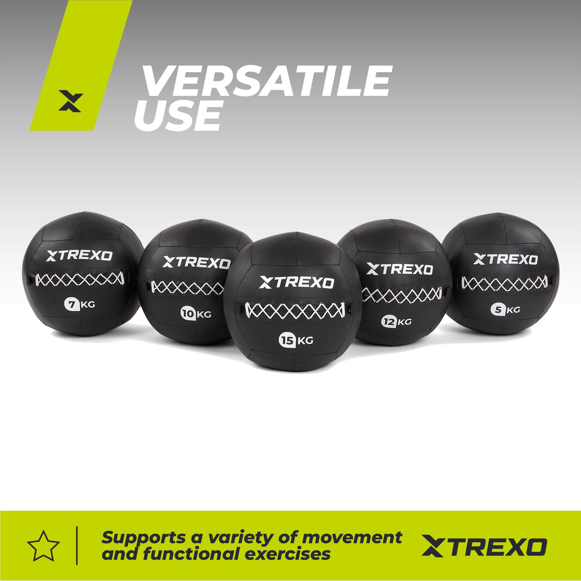 TREXO – Ballon Médicinal Wall Ball– Enveloppe Souple, Entraînement Cross, Conditionnement & Force, Similicuir Durable, Prise Adhérente, Rebond Contrôlé