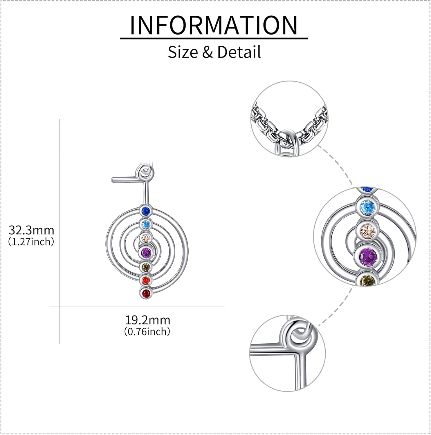 Chakra Necklace Sterling Silver Reiki Symbols Chakra Necklaces for Women Healing Jewelry for Women