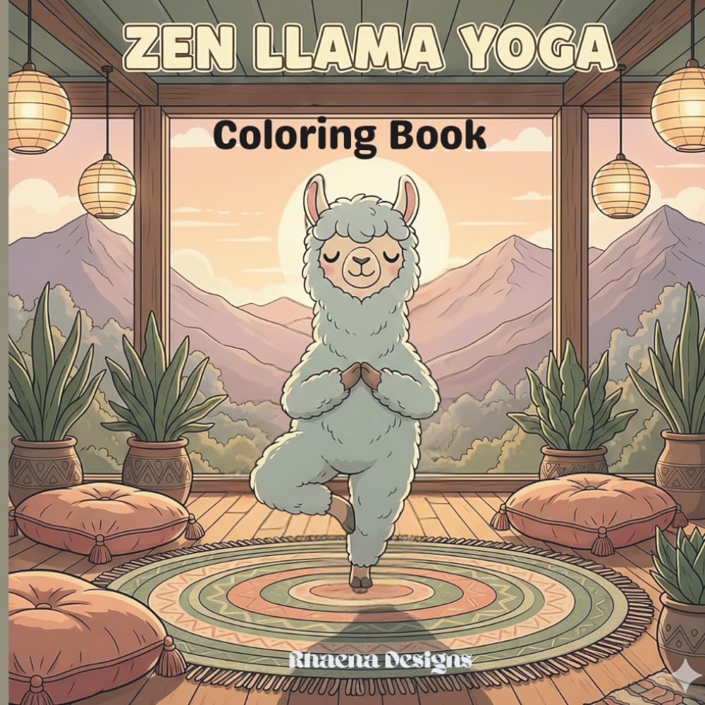 Zen Llama Yoga Coloring Book: Peaceful Yoga Poses and Relaxing Scenes for Calm Coloring