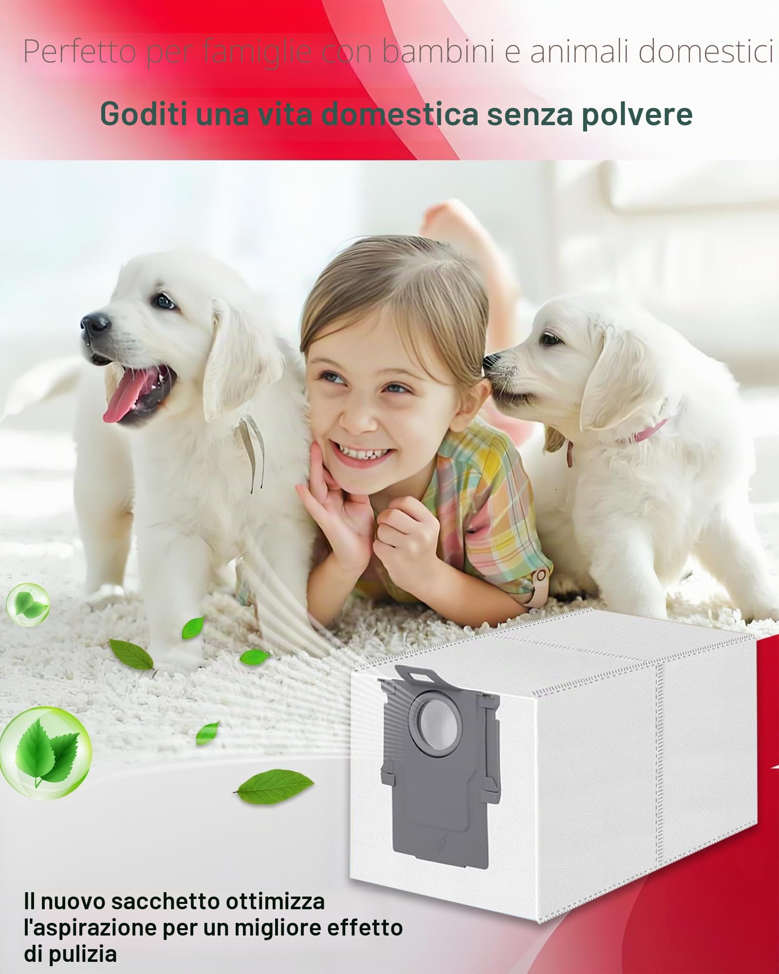 Confezione da 20 sacchetti monouso di ricambio per aspirapolvere Roborock Saros Z70/10/10R, S8 Max/MaxV Ultra, Q revo, Qrevo S5V/S/Plus/Pro/Master/Slim/MaxV/Curv/Edge e QV