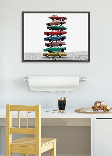 Miniatura 9 de Kate and Laurel Sylvie - Lienzo enmarcado con diseño de autos apilados, arte de pared de Saint and Sailor Studios, 18 x 24 pulgadas, natural,