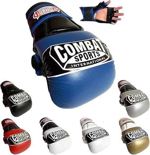 Combat Sports Max Strike - Guantes de entrenamiento MMA, guantes sin dedos con palma abierta para MMA, Muay Thai y Kickboxing